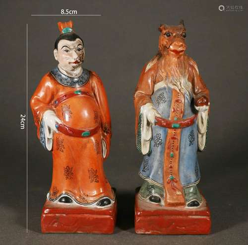 Two Zodiac Statues, Dragon and Monkey