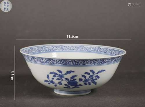 Blue and White Fruits and Flower Bowl