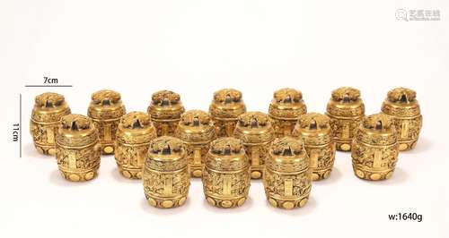 16 Pieces Gilt-Bronze Temple Bells