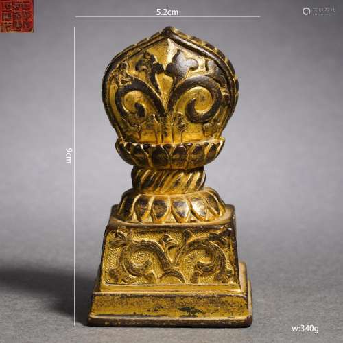 Tibetan Style Gilt-Bronze Seal