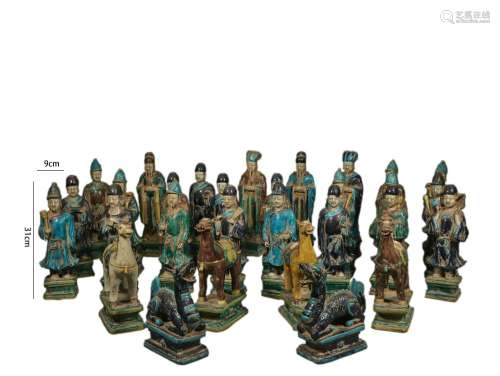 Set of Fahuacai Glaze Figure Statues