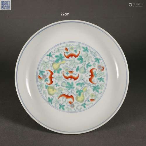 Doucai Glaze Double-Gourd Plate