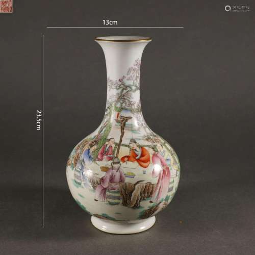 Famille Rose Figure Vase