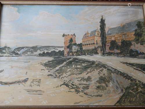 W.Hartung "Hotel Königsstuhl am Rhein",watercolor,...