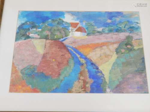 "Spring landscape with homestead, signed hell, picture ...