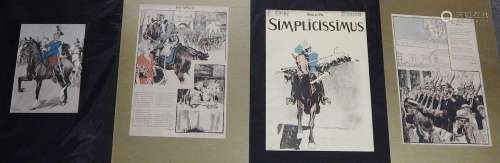 Mixed lot 4 views from "Simplicissimus",unframed,t...