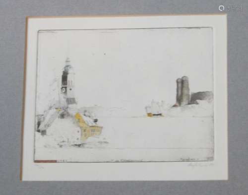 "Munich-Viktualienmarkt",color etching,illegibly s...