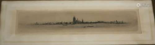 Clemens Fischer "View of Cologne",etching,signed a...