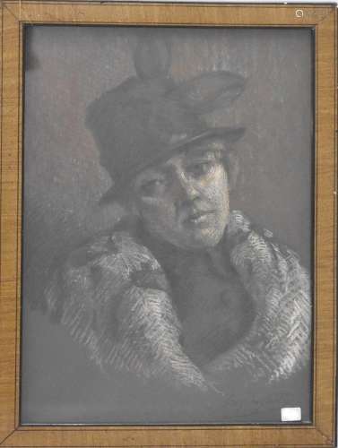 Eugène Inghel's "Portrait of a Lady",pastel,signed...
