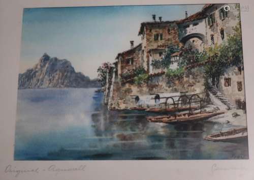 Martin Frey (1907-1991) "Gandria",watercolor,pictu...