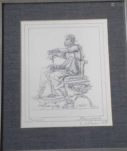 "Pompei",probably pencil drawing,signed Francione,...