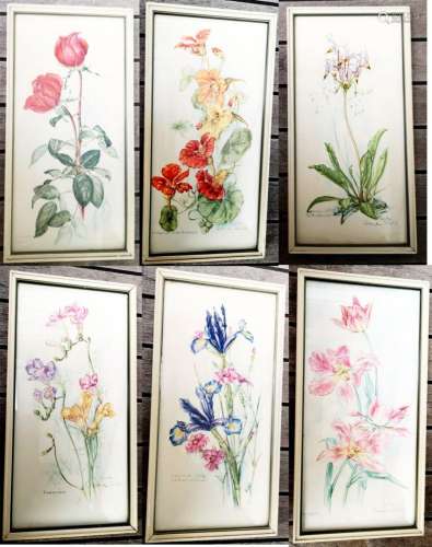 Gerda Arends-Prahl, mixed lot of 6 views "Flowers"...
