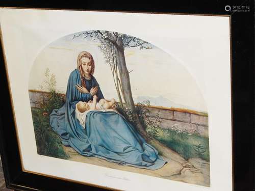 "Madonna under flowers",print,framed,frame size ca...