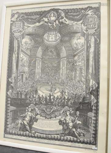 Royal ball,steel engraving,framed behind glass,ca 84x64