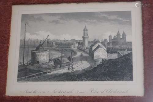 "View of Andernach",steel engraving J.Bühl,ca.9,5x...