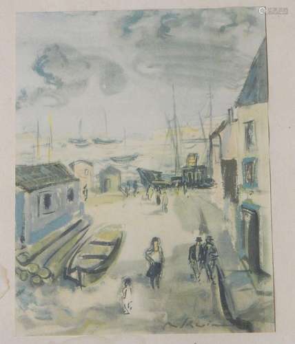 Max Schwimmer "Harbour view with figure staffage",...