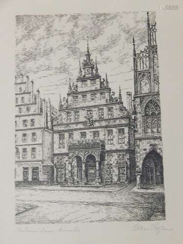 Oskar Jessen "Stadtweinhaus",lithograph,signed and...