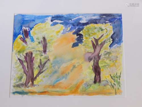 "Summer forest",watercolor,monogrammed W.,dated (1...