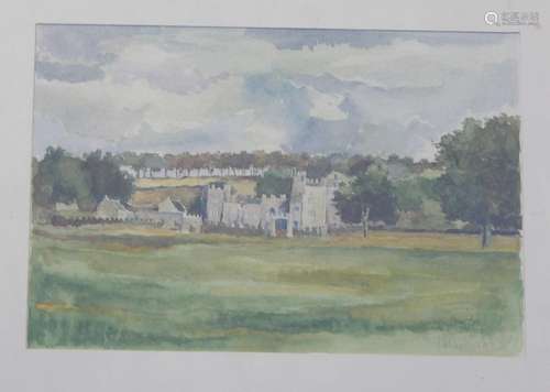 "Castle view",watercolor,illegibly signed,picture ...