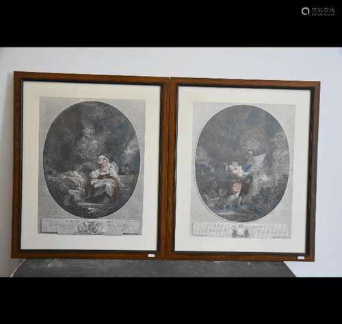 Pair of romantic views with figure staffage,probably steel e...