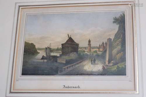 "Andernach with Rhine harbor",original lithograph ...