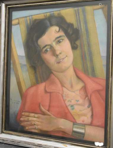 Portrait of a woman,Pastel signé Weiskirchen, 60x48cm,framed...