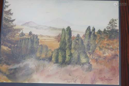 Käte Becker "Dachauer Moor",watercolor,signed,ca.2...