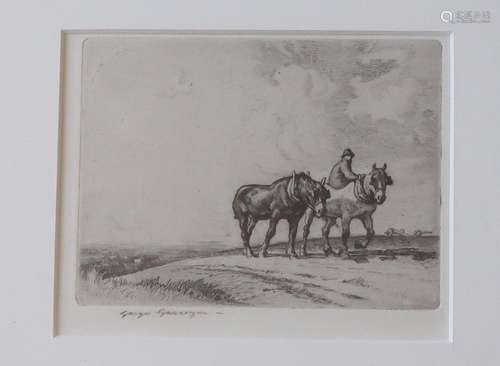 "Fieldwork",etching,illegibly signed,ca.9x12cm,fra...