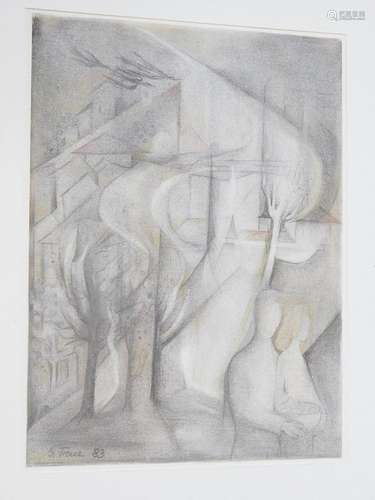 "Village view with figure staffage",pastel,signed ...