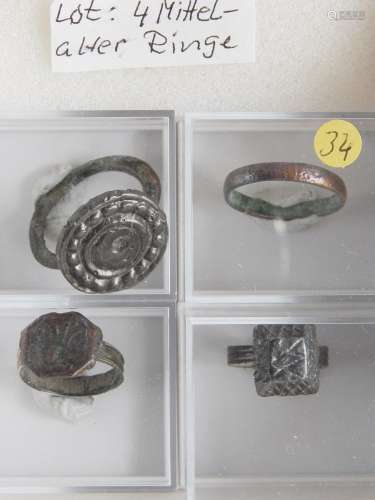 Convolute 4 medieval rings,from old collection,together