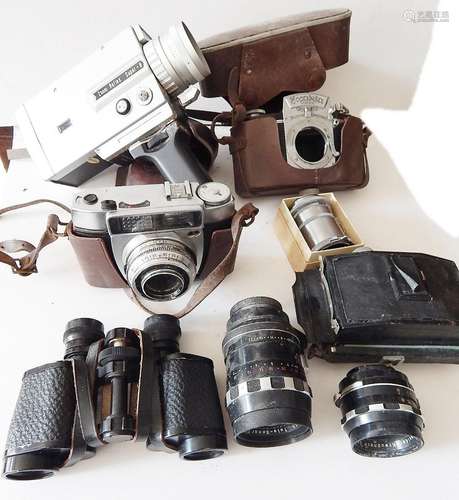 Convolute 2 cameras brand ADOX and Thage-Dresden,1 binocular...