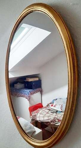 Oval wall mirror with pearl strip,modern,ca.59x36cm