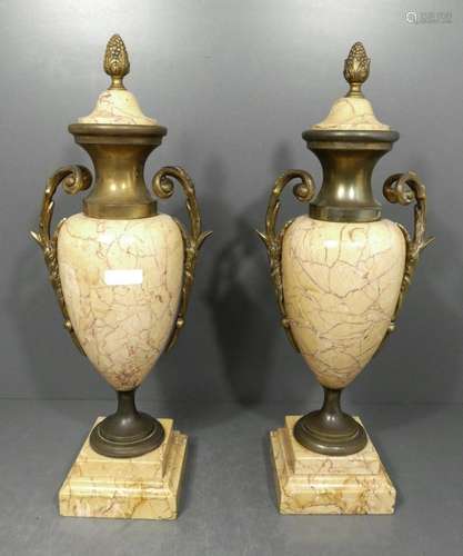 Pair of marble amphorae,side plate,around 1930,height 36,5cm...