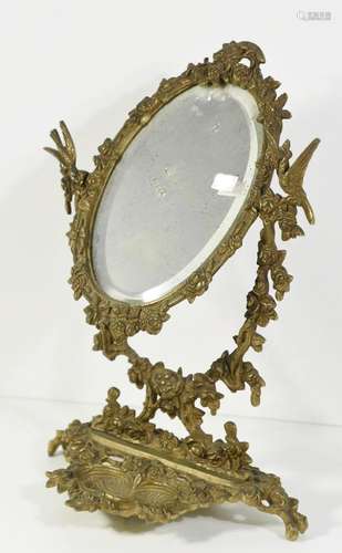 Table mirror with elaborate mount,brass,mirror somewhat blin...