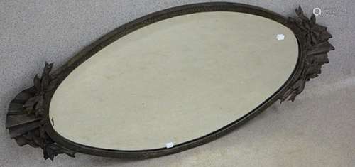 Large Art Deco mirror with wrought iron mount,ca.45x95cm,unr...