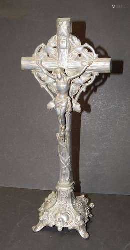 Table cross,nickel plated brass,height ca.39cm