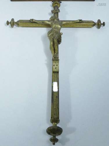 Large wall cross,brass,finely chiselled,2 half 19th century,...