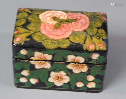 Rectangular lacquer box,floral hand painted,about 11x7x8cm(L...