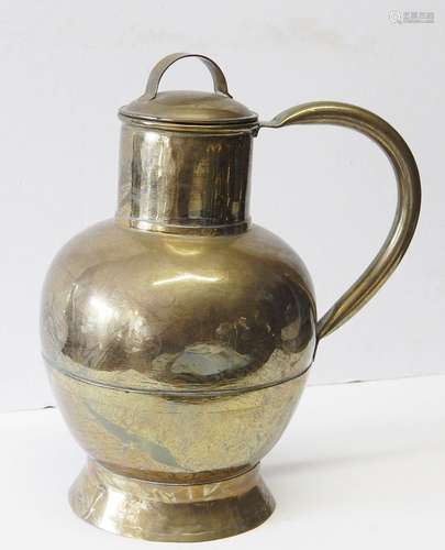 Bellied brass handle jug with lid,modern,height ca.24cm