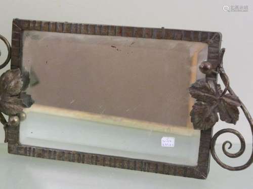 Rectangular ArtDeco mirror with wrought iron mount,30x20cm,u...