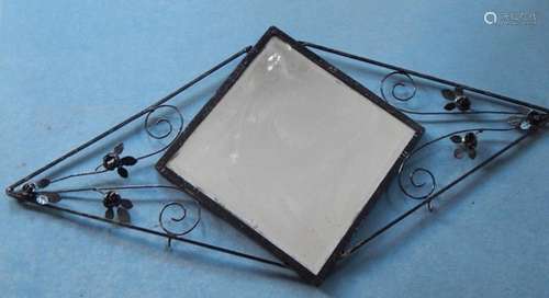 Art Nouveau wall mirror in rhombus shape with faceted glass ...