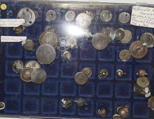 Button collection,partly made from Roman coins,together