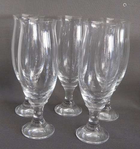 Convolute 5 champagne glasses,crystal glass,together