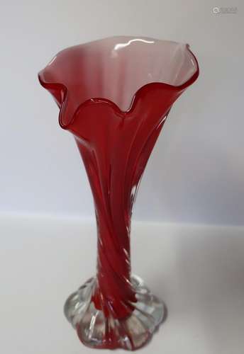 Rose vase with red overlay,height ca.24,5cm