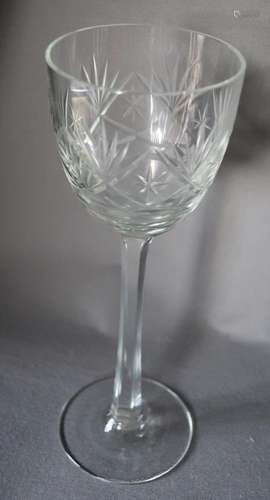 Wine glass,cut crystal glass with palmette cut,height ca.21c...