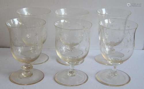 Convolute 6 sherry glasses,crystal glass,hand cut with moon,...