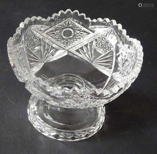 Foot bowl,crystal glass with star cut,height ca.12cm,diamete...