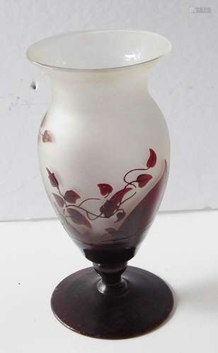 Art Nouveau flower vase,satin glass with dark red painting,i...