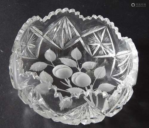 Fruit bowl with plum decoration on the bottom,height ca.8cm,...