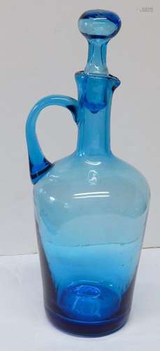 Handle carafe with blue overlay,height ca.28,5cm